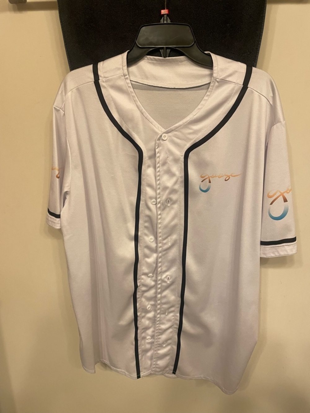 Goose Band White Baseball-Style Jersey with Navy Trim